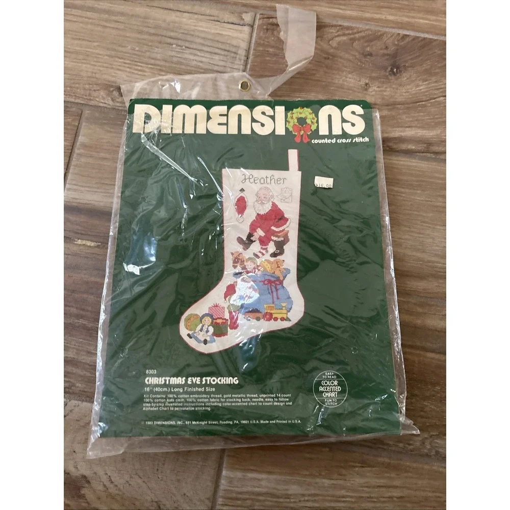 New Vintage Dimensions Counted Cross Stitch Christmas Eve Stocking 8404